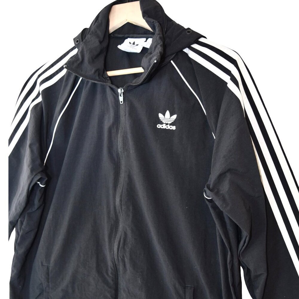 Adidas Originals Black 3-Stripes Swoosh Track Jacket Size M Retro Streetwear